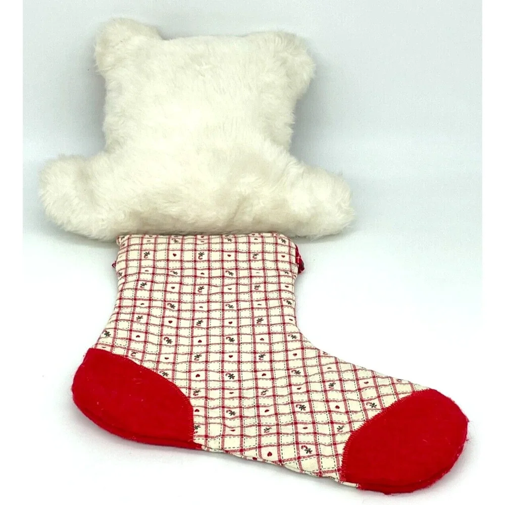 Vintage Christmas Stocking Bear Plush Googly Eyes 22